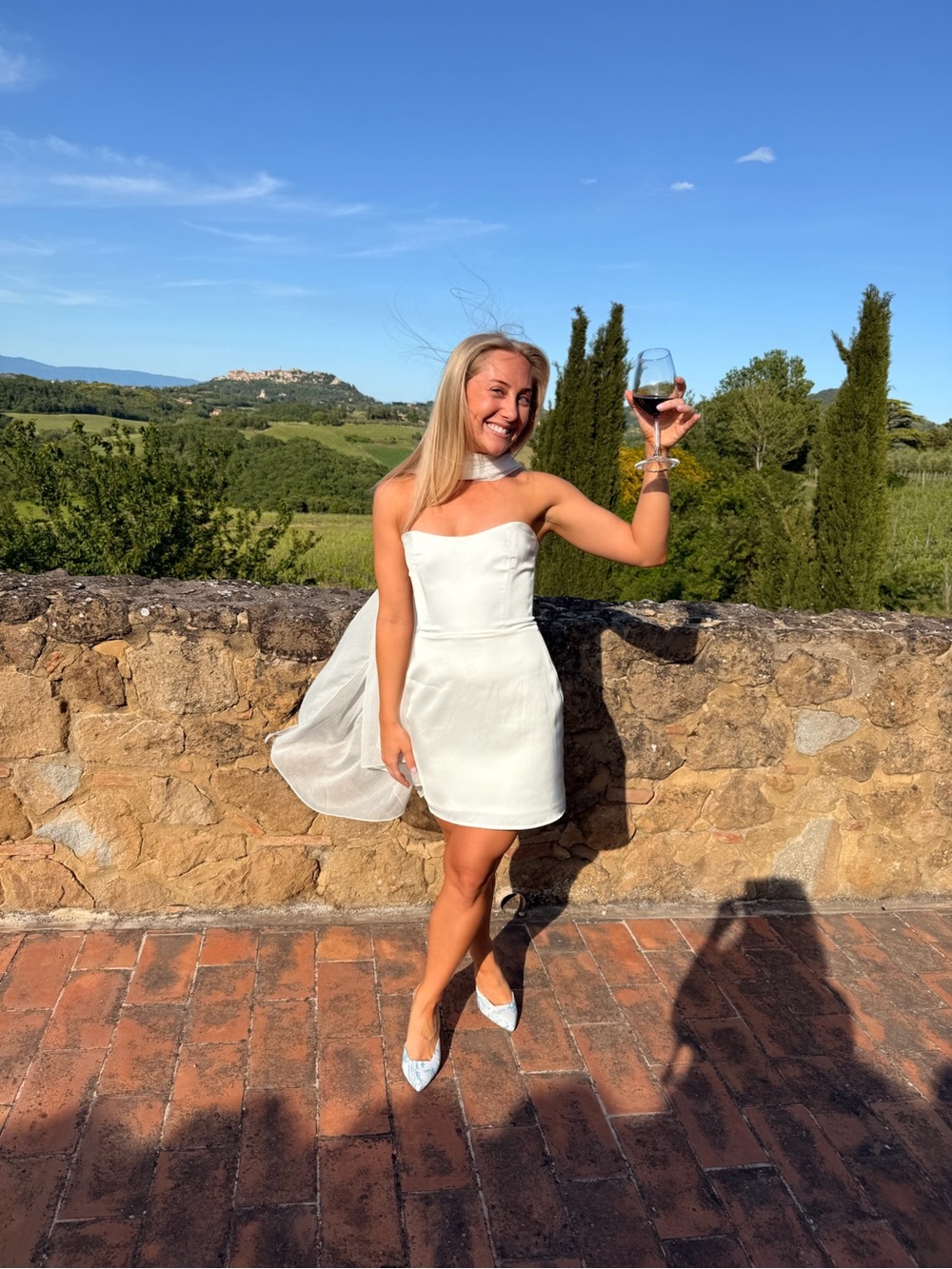 Park & Fifth White Strapless Mini Dress with Sheer Scarf/Shawl